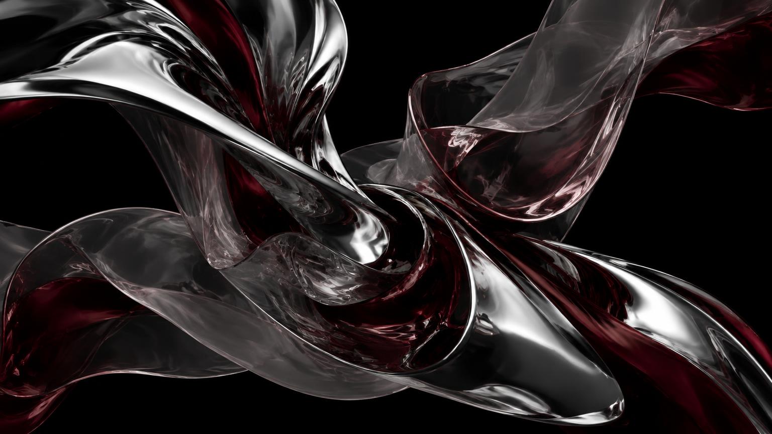 Chrome and glass sculptural forms against black